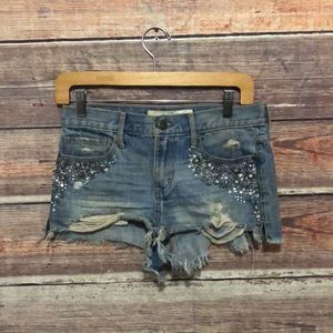 Abercrombie & Fitch Frayed Hem Mini Denim Shorts 25